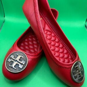 Leather Minnie Ballet Red Shoes